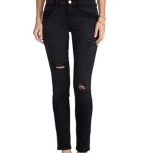 Current/Elliott The Ankle Skinny Black Destroy Skinny Jeans Size 27